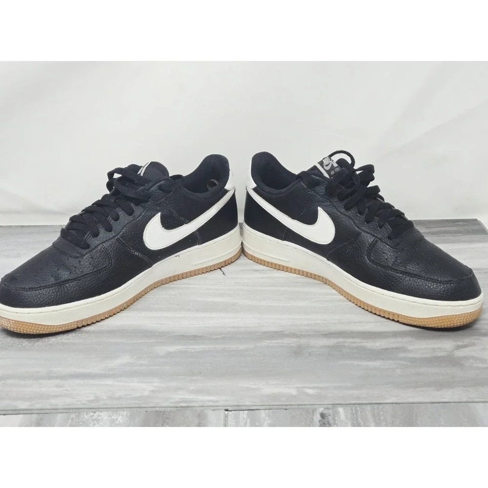 Nike Air Force 1 Low '07 Black White Pebbled Leather Shoe CT2302-002 US Men's 12